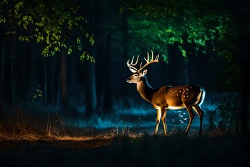 deer in the woods at night
