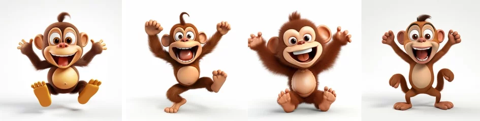 Foto op Canvas Funny monkey cartoon character © Graphicgrow