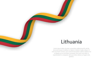 Waving ribbon with flag of Lithuania