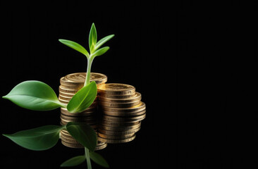 Fototapeta na wymiar Growing money - coin plant - the concept of finance and investment.