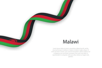 Waving ribbon with flag of Malawi