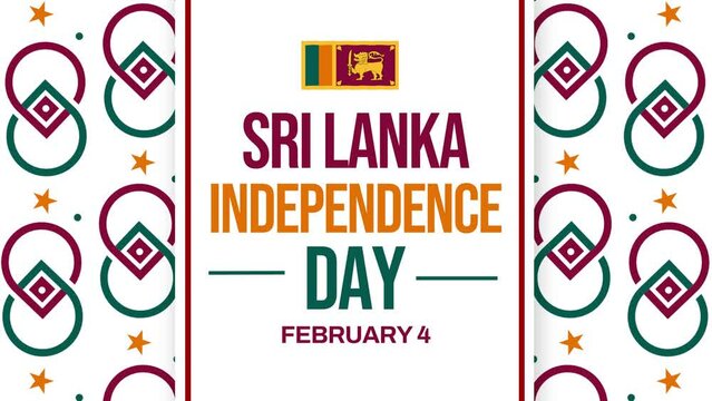 Sri Lanka Independence Day colorful 4K Animation in patriotic concept with waving flag and typography