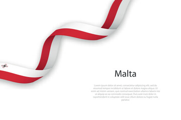 Waving ribbon with flag of Malta