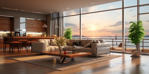 living room background with light beam effect