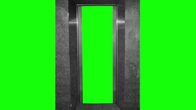Lifts Door Closing and Opening seamless 4K Video Loop with Green Screen for keying