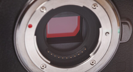 Matrix of a modern mirrorless camera close-up