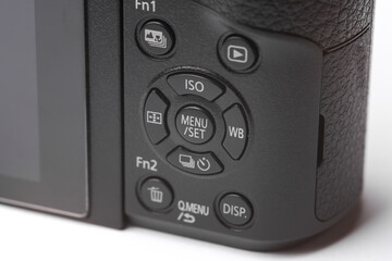 Obraz premium Modern camera controllers close-up on white