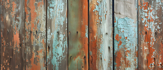 Close-Up of Peeling Paint on Wooden Wall