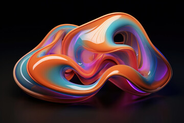 Abstract 3D distorted colourful fluid form of indefinite shape 