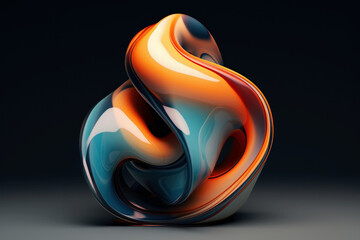 Abstract 3D distorted colourful fluid form of indefinite shape 