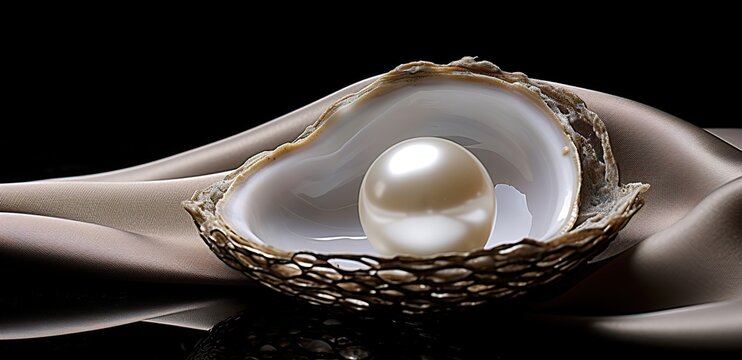 A shell containing luxurious and shiny pearls. generative AI