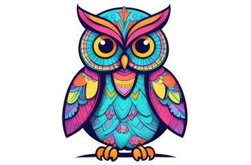 Obraz premium owl cartoon flat view poster. abstract owl wall art printable background for invitation card banner and design template. 