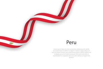 Waving ribbon with flag of Peru