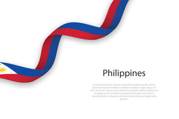 Waving ribbon with flag of Philippines