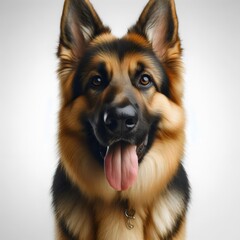 German shepherd dog portrait on white background Generative Ai