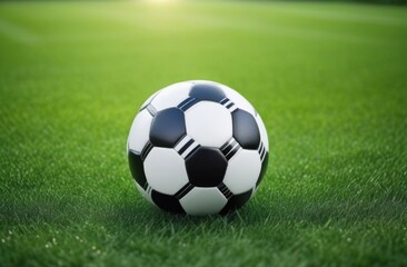 Fototapeta premium soccer ball on grass and stadium.