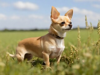 chihuahua dog on the grass Generative Ai