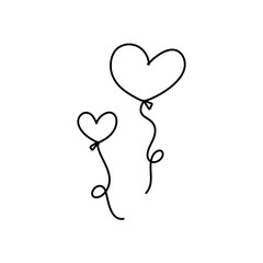 Hand drawn heart balloons for valentine celebration