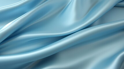 Fototapeta premium Close-up of smooth blue satin fabric, highlighting the luxurious texture and graceful folds.