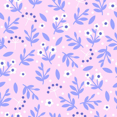 Fototapeta na wymiar Hand drawn summer flowers seamless pattern. Suitable for fabric or wrapping paper. Vector illustration
