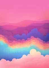 Foto op Canvas  Landscape reflects in Surreal and dreamlike landscape wallpaper in purple tones water generative ai © Graphicfeign