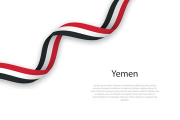 Waving ribbon with flag of Yemen