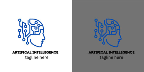 Artifical intelligence, conceptual sign and logo. The analytical system. Vector illustration.