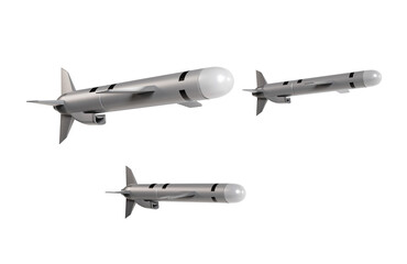 Three Tomahawk cruise missile isolated on white background. 3d-rendering