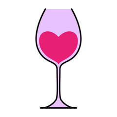 Heart red wine icon vector illustration