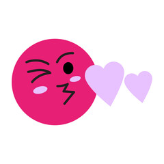 Emoticon kiss with two love icon vector