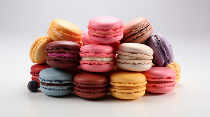 Colorful homemade macaroons_ on a white background