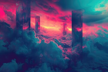 Dream land Digital Painting, Universe, Nature, Landscape and Fantasy, Clouds, Reflections, Backgrounds