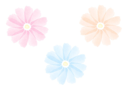 カラフルな水彩の花のイラスト素材