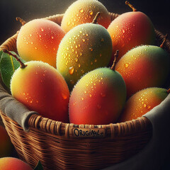 A basket of mangoes in the jungle