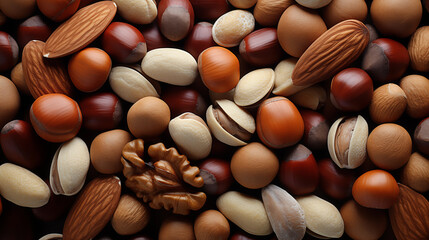 Mix of nuts close up