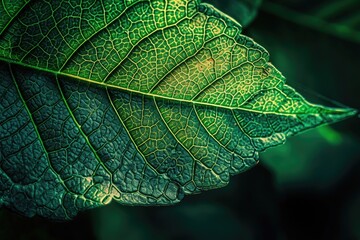 Fototapeta premium Macro of green leaves Generated by AI