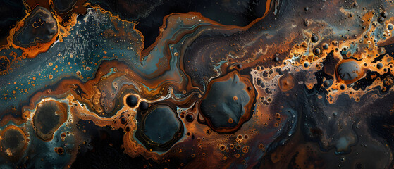 Fototapeta premium Close-up of Black and Gold Fluid Painting