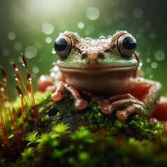 A frog sitting on a rock