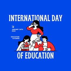 International Education Day, 24 January. Reading imagination concept for education holiday.