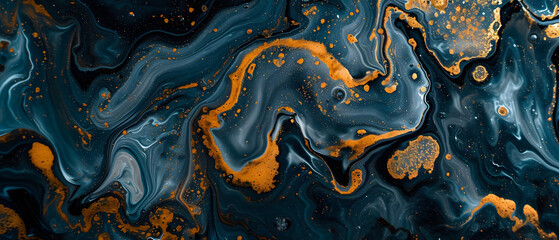 Abstract Painting With Gold and Blue Colors
