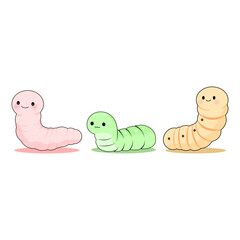 worm, funny, cartoon, isolated, vector, animal, illustration, nature, cute, character, happy, insect, garden, fauna, set, earthworm, bug, fun, smile, background, drawing, pink, icon, earth, children, 