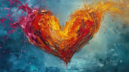 Vibrant heart explosion in a burst of colorful paint, Ai Generated - obrazy, fototapety, plakaty