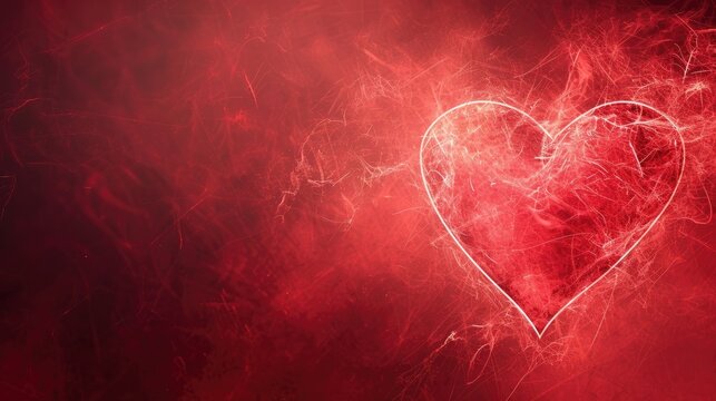 Digital red heart pulsing vividly against a matching red backdrop, Ai Generated