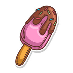 Ice cream cute cartoon doodle hand draw illustration art