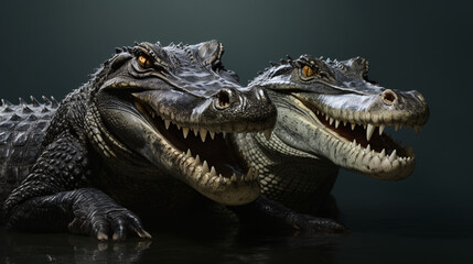 Fototapeta premium Portrait of a beautiful young couple, isolated on black background.