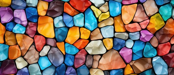 Abstract mosaic stone wall or floor texture featuring bold and colorful hues, Ai Generated.