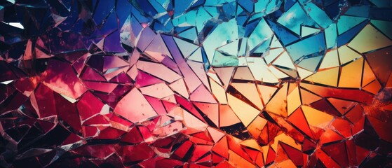 Mesmerizing shattered glass reflections in vibrant, Ai Generated.