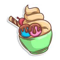 Ice cream cute cartoon doodle hand draw illustration art