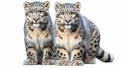 Fototapeta premium 3D rendering of a snow leopard couple isolated on white background