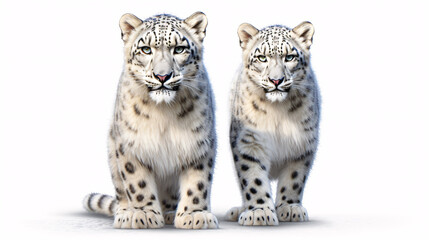 Naklejka premium Snow leopard isolated on a white background. 3D illustration.